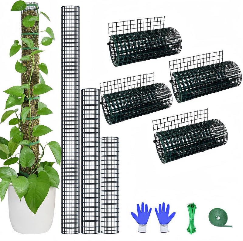 chicarry Moss Pole DIY Kit, 13.2ft Metal Moss Pole for Plants Monstera, 4Pcs 8.3in×3.3ft Steel Wire Mesh with Cable Ties, Max Make 7Pcs 23" Sphagnum Moss Pole (13.2FT Wire Mesh Without Plier) - Image 1
